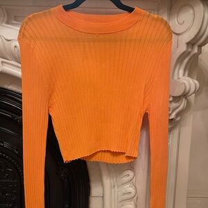 ZARA mesh orange crop top